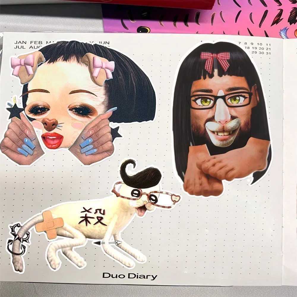 8 pieces per pack, random styles to create ideal facial features, creative meme collage stickers, abstract quirky stickers, coll