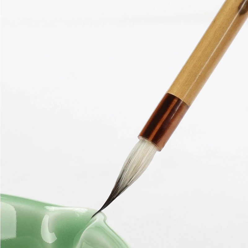 Chinese Handwriting Brush Black Tip Rabbit Woolen Hair Hook Line Writing Brush Professional Meticulous Hook Line Painting Brush