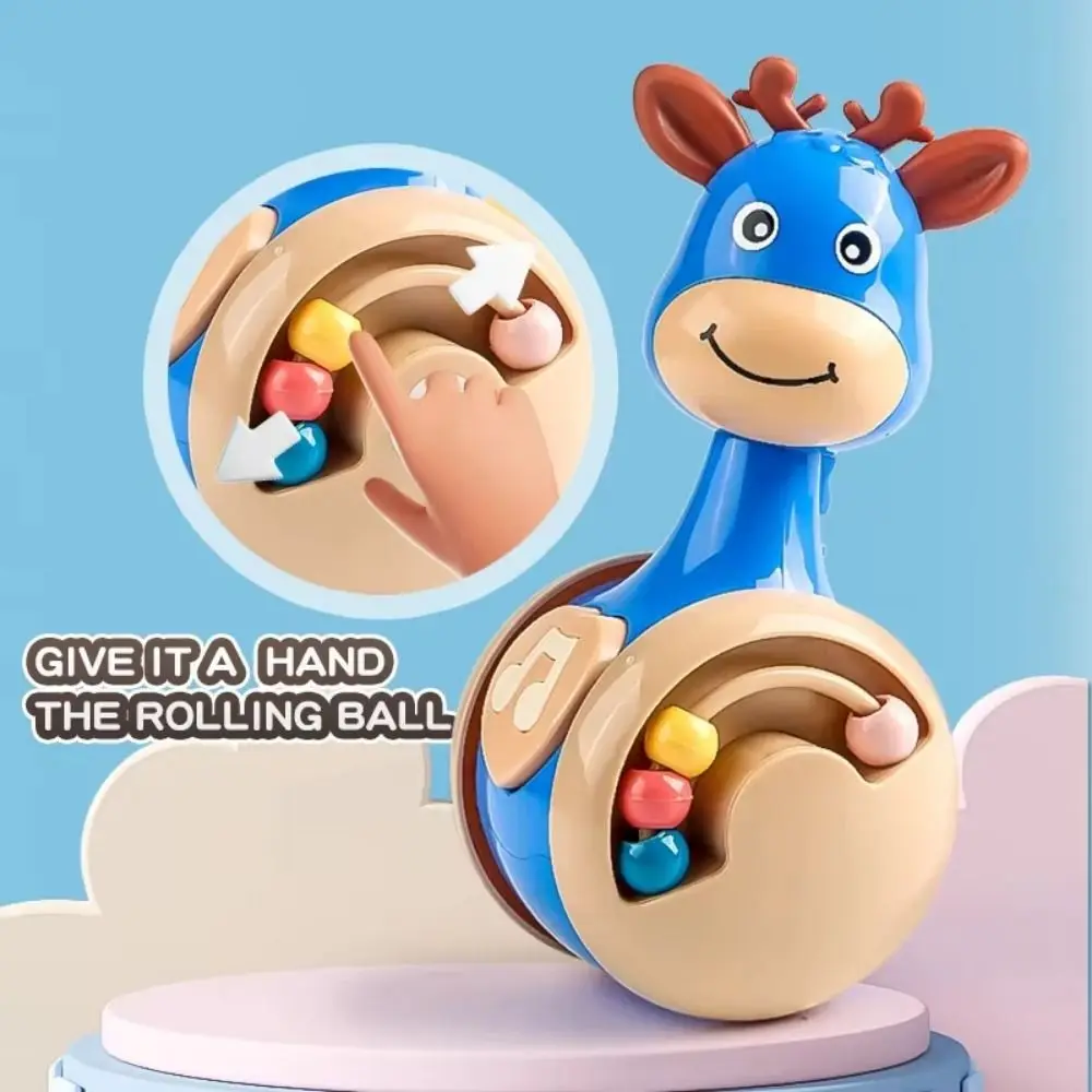 Creative Fawn เลื่อน Tumbler ของเล่น Early Education ดนตรีไดโนเสาร์ Tumbler Wobbler การ์ตูนกด Squeaky Tumbler โยกของเล่น