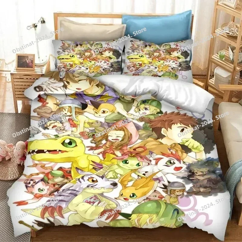 3D Anime Digimon Adventure Bedding Set Printed single Comforter Quilt Bed Cover Duvet Cover Pillow Case 3 Pieces Kids Adult Size