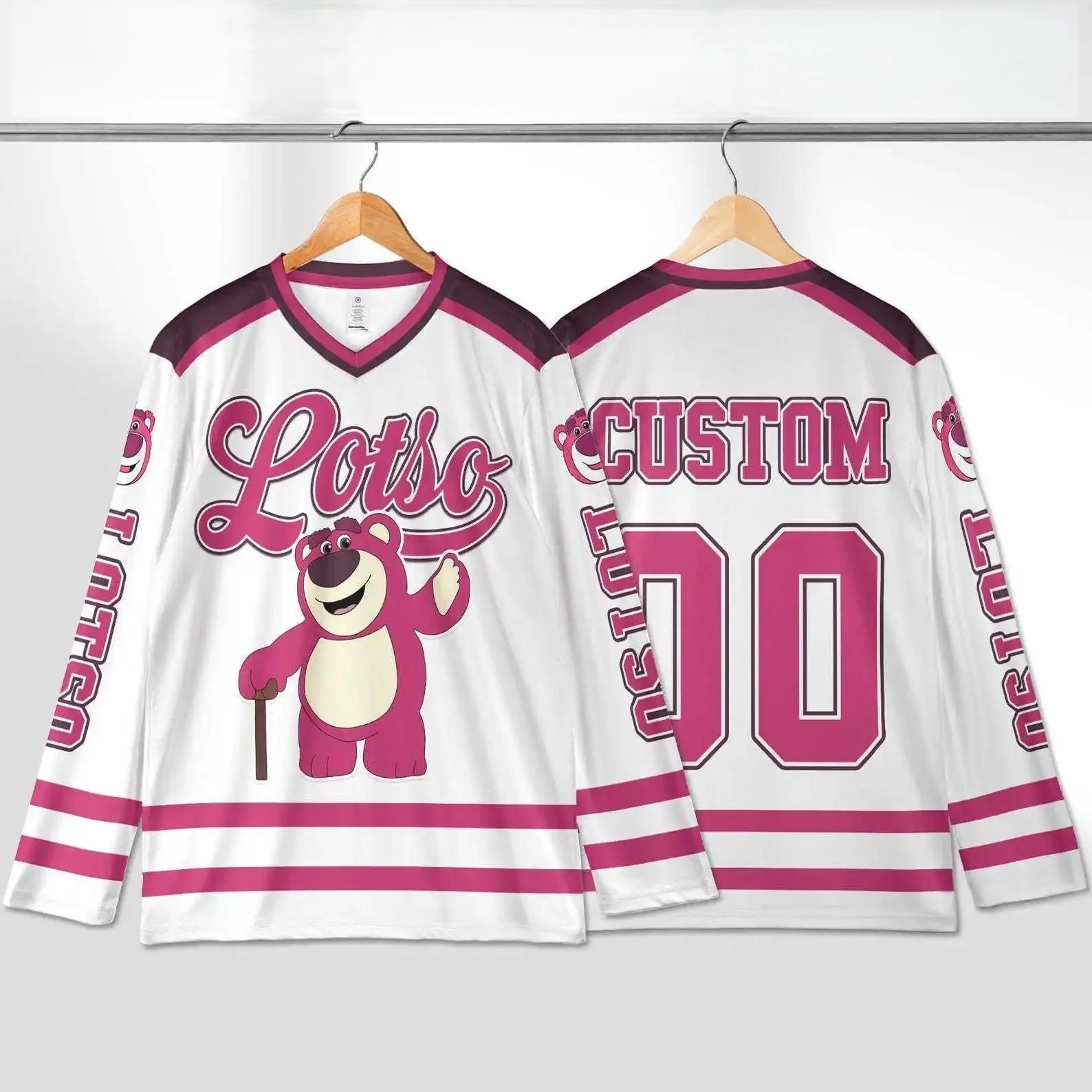 2025 ديزني أورورا إلسا وآرييل هوكي الجليد جيرسي ثلاثية الأبعاد الرجال طويلة الأكمام البلوز موضة فريق الرياضة الهوكي جيرسي #5