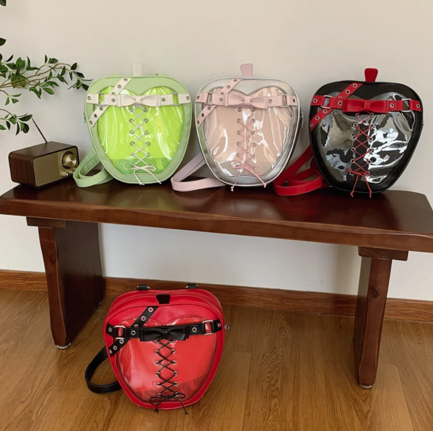 

Contrast Color Streetwear Trendy Backpacks Y2k Aesthetic Bandage Patchwork Ita Bags Transparent Ins Vintage Bow Women Schoolbags