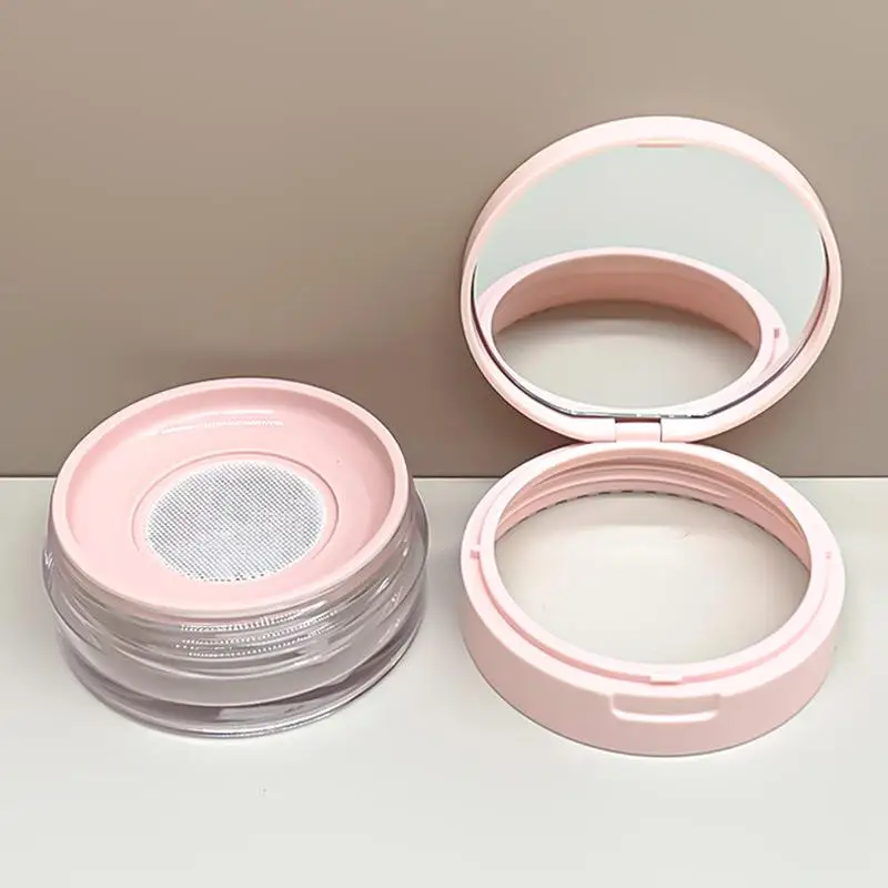 Draagbare lege luchtkussen bladerdeegdoos met poederdonsspiegel Grote of kleine elastische mesh make-up case container voor losse poeder