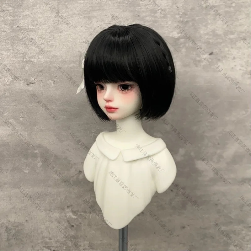 BJD/SD Student Girl Bobo Short Haircut with Bangs and Braids Wig 1/3 1/4 1/6 Doll Wig 2D Doll Dress Up Toy Doll Making Supplies 5
