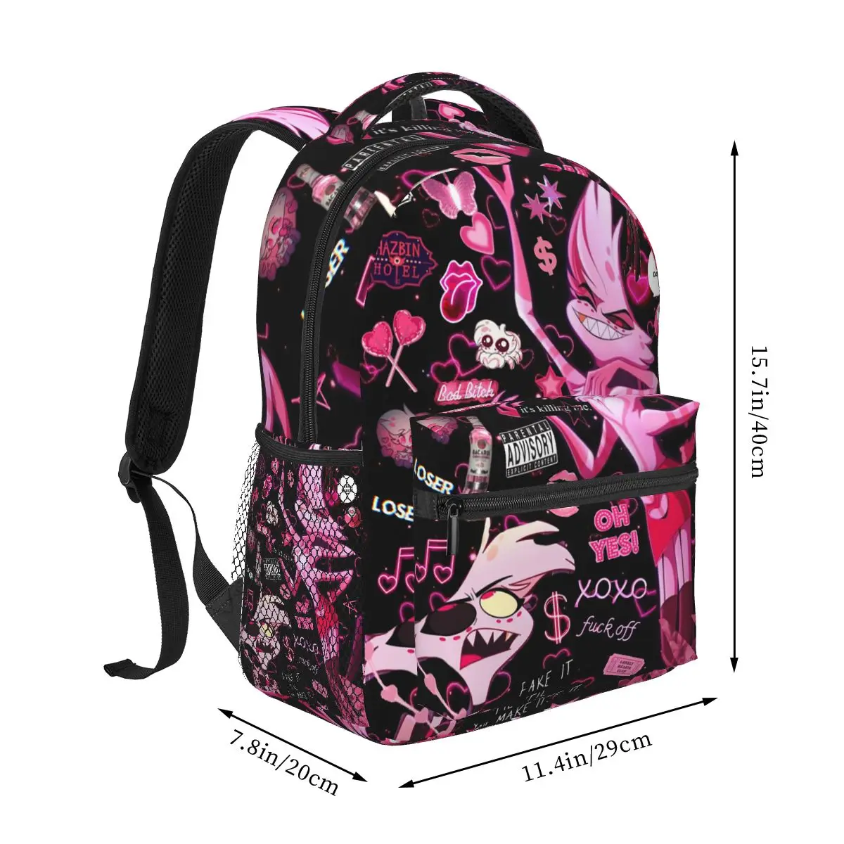 Hazbin Hotels Angel Dust Backpacks Boys Girls Bookbag Children School Bags Cartoon Kids Rucksack Shoulder Bag Large Capacity