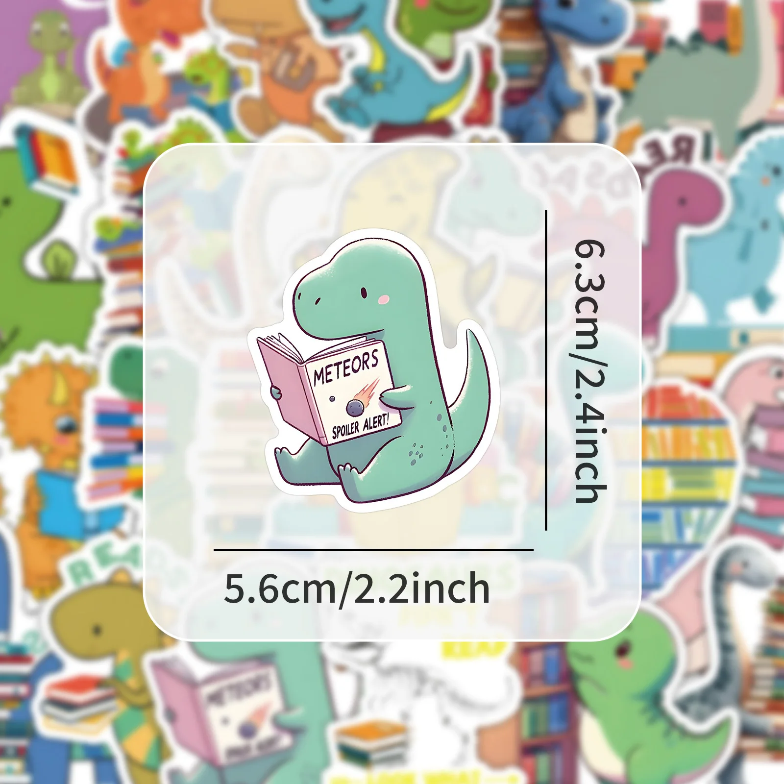 52pcs Cartoon Little Dinosaur Reading Children’s Educational Learning Personalized Luggage Book Decoration Sticker