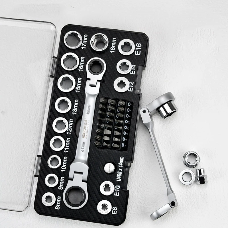 Active Head Ratchet Socket Wrench Set, Quick Double Headed Plum Blossom Screwdriver, Tire Wrench, Auto Repair Tool