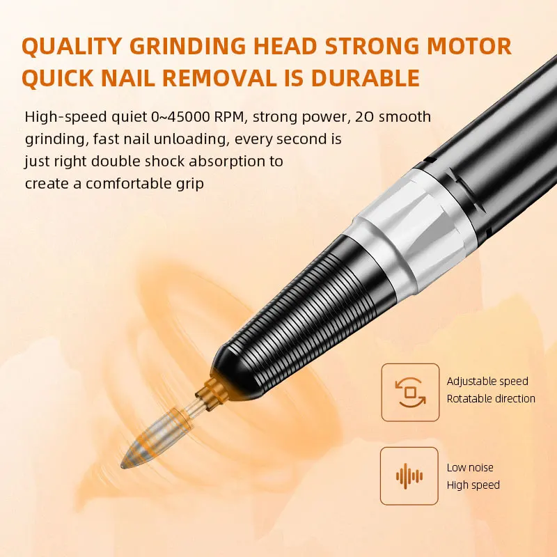 45000RPM مسمار الحفر الكهربائية مانيكير آلة مع شاشة LCD المهنية كوردلز ملف الأظافر عدة لمعدات الأظافر الاكريليك