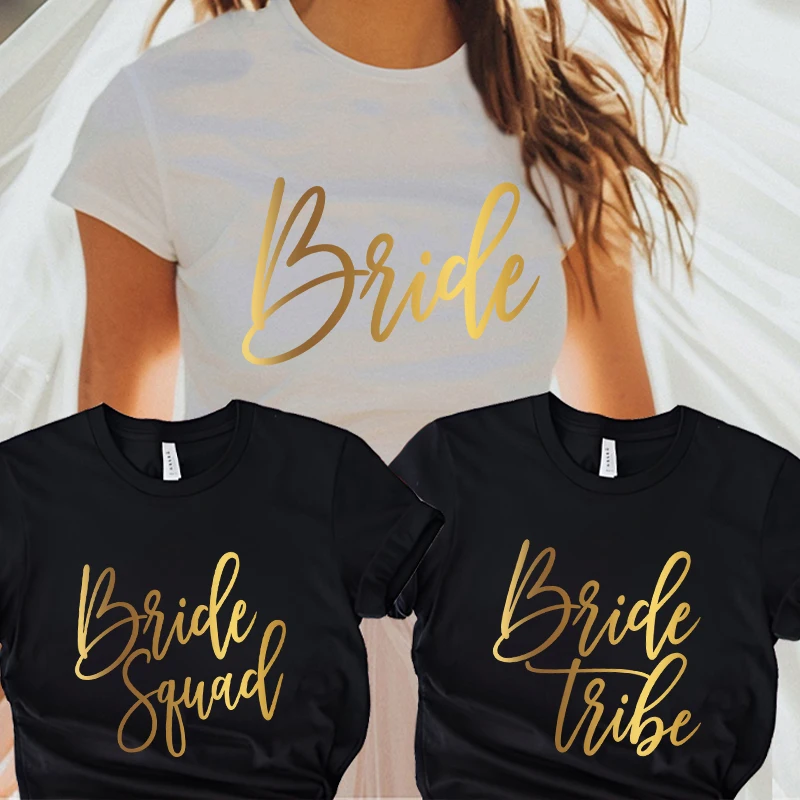 Bride Tribe Squad Shirt, Team Bride Bachelorette Party T-shirt, Bridesmaid Tops for Wedding, Bridal Shower Engagement Clothes