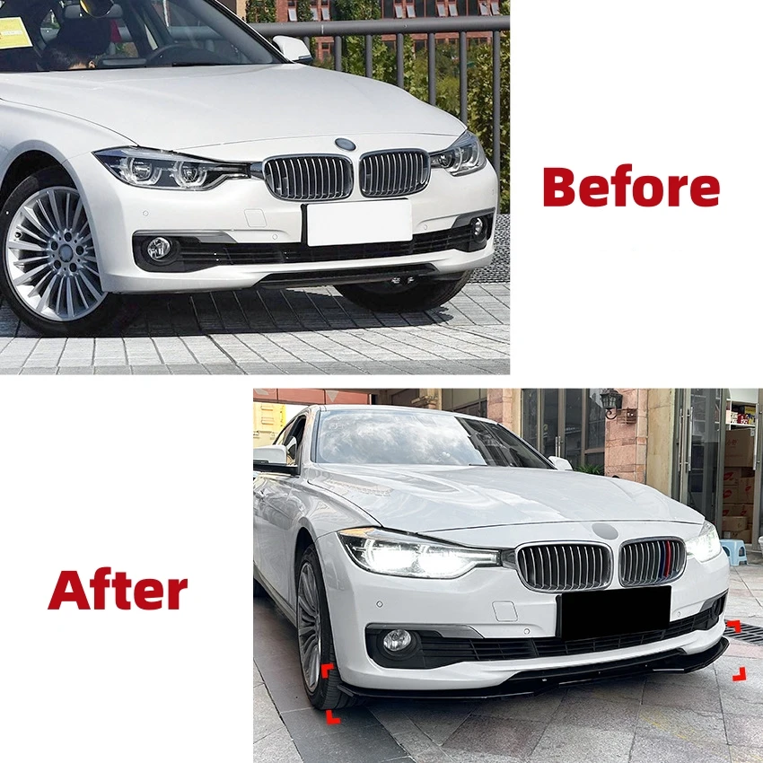 For BMW 3 Series F30 F35 318 320 328 335 2013-2019 Car Canard Lip Body Kit Protector Cover Front Bumper Splitter Lip Spoiler