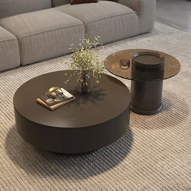 สไตล์อิตาลี หรูหราเบาๆ แผ่นหิน โต๊ะกาแฟ มินิมอล ที่เก็บของ ห้องนั่งเล่น อพาร์ทเมนต์ขนาดเล็ก