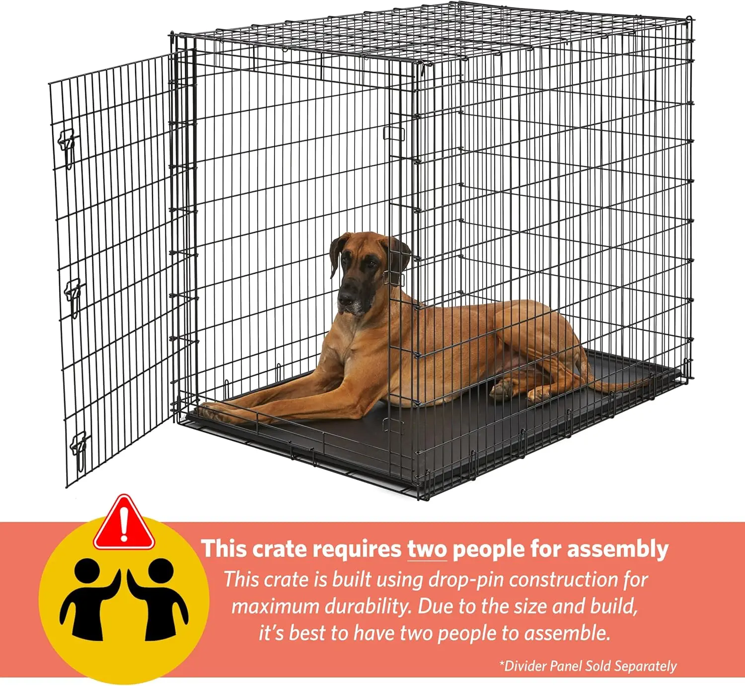 Midwest Homes for Pets Ginormous Single Door 54-Inch Dog Crate for XXL Dogs Breeds; Great Dane, Mastiff, St. Bernard, Drop Pin A