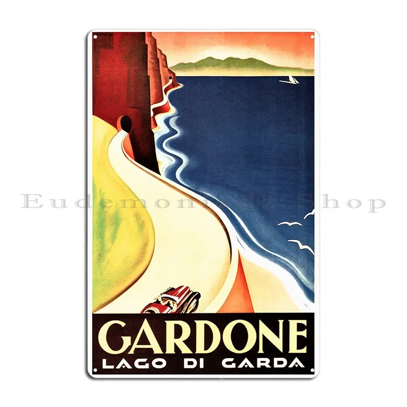 Gardone Riviera Italy Lago Di Garda Europe Vintage Travel Retroposters Metal Plaque Print Garage Create Club Tin Sign Poster