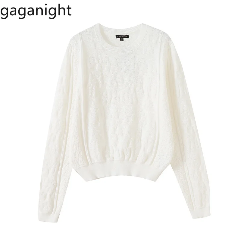 

Gaganight Knitted Sweater Women Autumn Winter O Neck Hollow Out Lace Patchwork Long Sleeve Pullover Ladies Jumper Casual