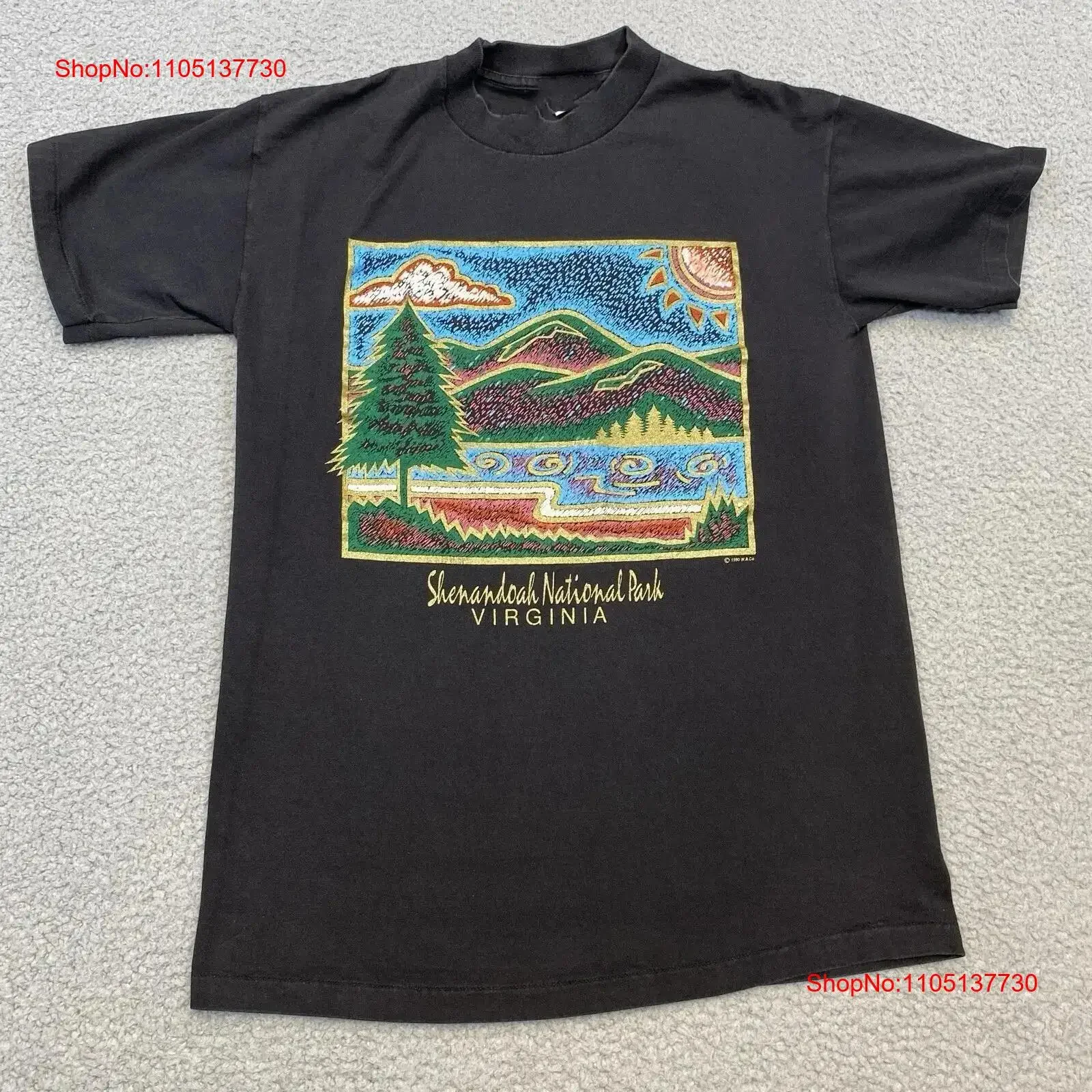 Shenandoah National Park Virginia T Shirt Black Cotton BL1602 vintage Washed Top For Everyday Wear Casual homme Soft streetwear