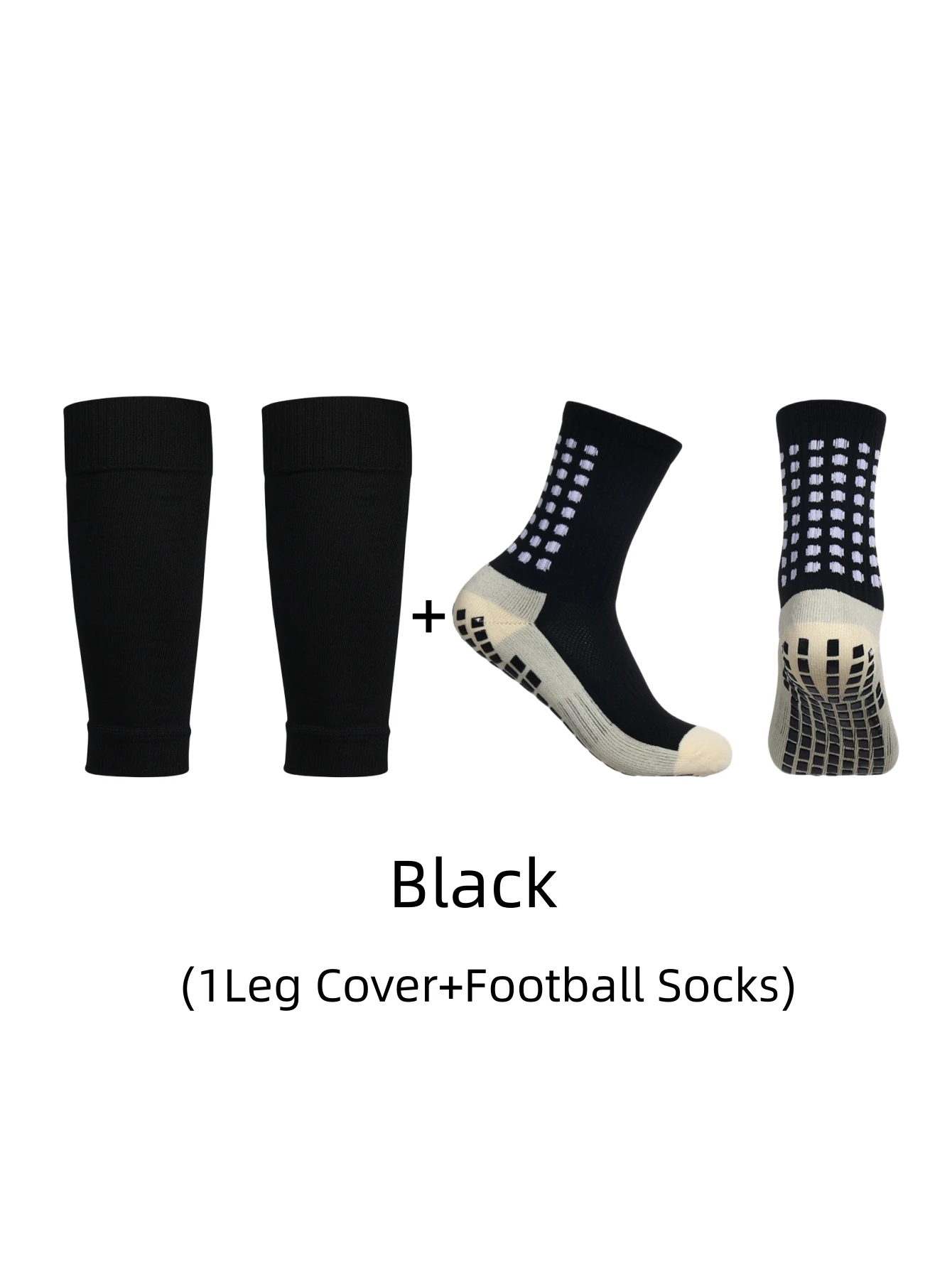 1 pair of combination classic glue point anti slip football socks and leg protection socks