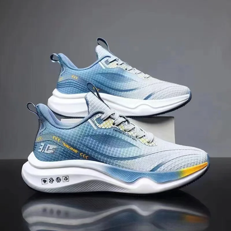 New Sports Shoes For Students Male Flying Woven Soft Sole Breathable Casual Non-slip Running Shoes Cushioned Fashion