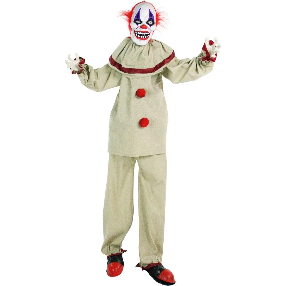 Life-Size Scary Talking Clown, Halloween Animatronic with Motion and Touch Activated Lights and Sounds, Freight free