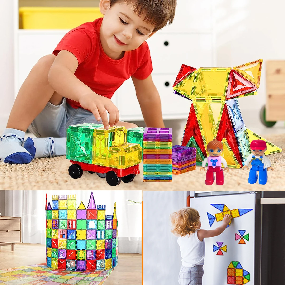 Magnetic Construction Set Model & Building Toy DIY Magnetic Blocks Tiles Montessori Educational Magnet Toys For Kids Gift