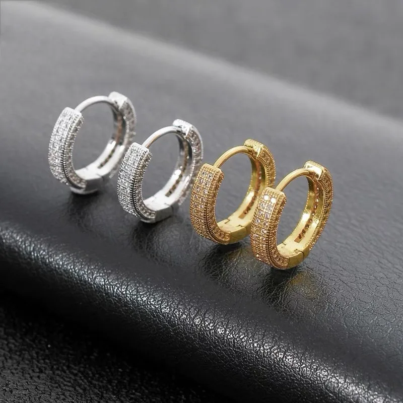 Silver Color Inlaid Zircon Hoop Earrings for Women Elegant Light Luxury Huggies Party Jewelry Accessories Gifts