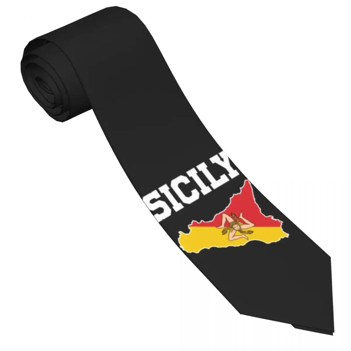 Sicilia Trinacria Tie Sicilian Flag Custom DIY Neck s Classic Casual Collar  Men Daily Wear Party Necktie Accessories