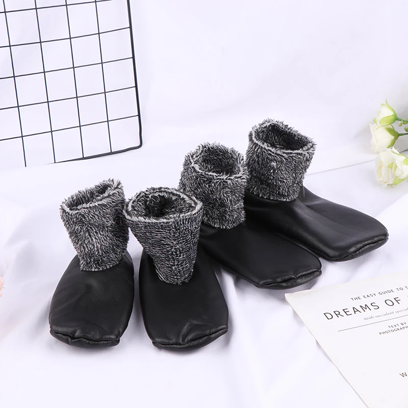 1 Paar Unisex Winter Warm PU Leer Thermische Boot Slipper Indoor Home Zachte Antislip Sokken Verdikte Comfortabele Middensokken