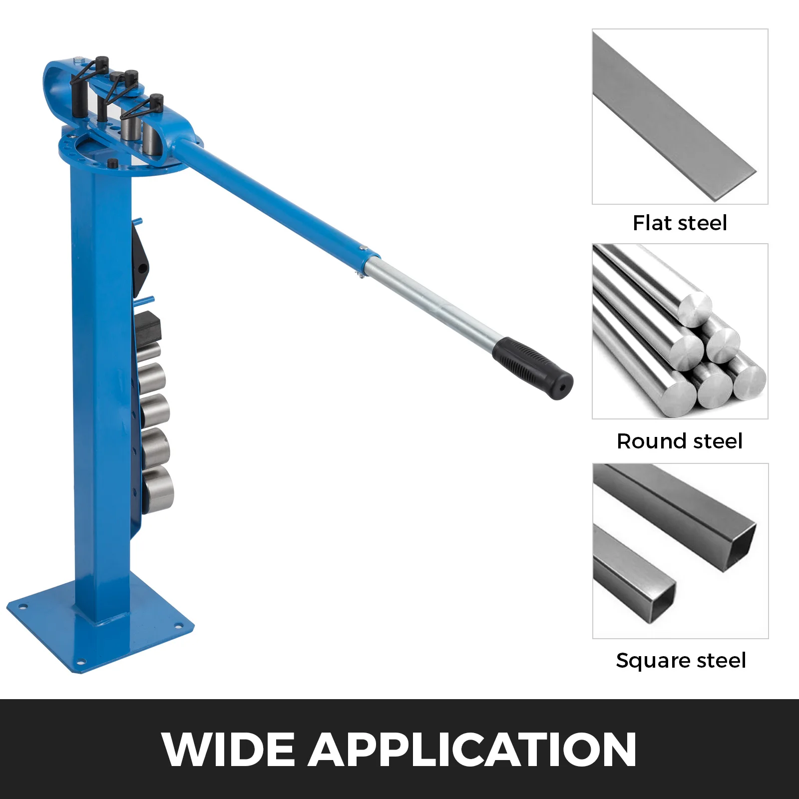 VEVOR YP-38 Floor Mounted Compact Bender with 7 Dies Mutifunctional 44in Telescopic Rubber Handle Copper Steel Tube Bending Tool