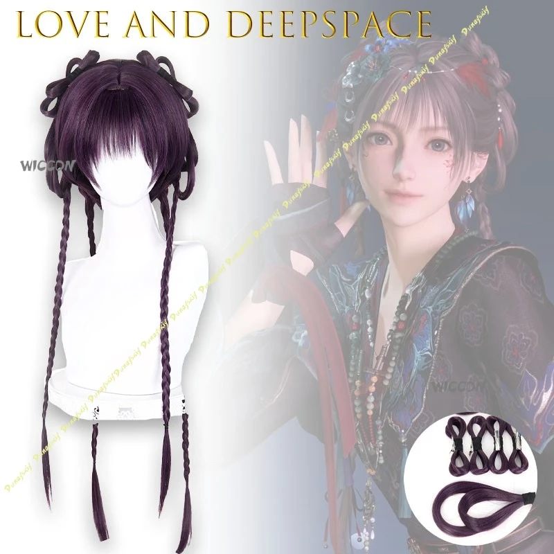 

Love And Deepspace Heroine Ming Luo Zhi Zhu Cos Wig Scalp Top With Duckbill Clip Bow Knot Anime Game Character Cosplay Wig Party