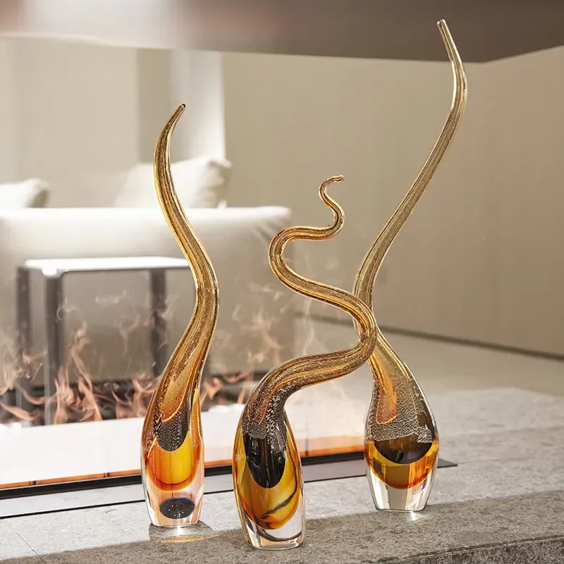 Pink Glass Vase Serpentine Shape Art Deco Style Home Decoration Premium Kitchen Table Centerpiece Modern Interior Design