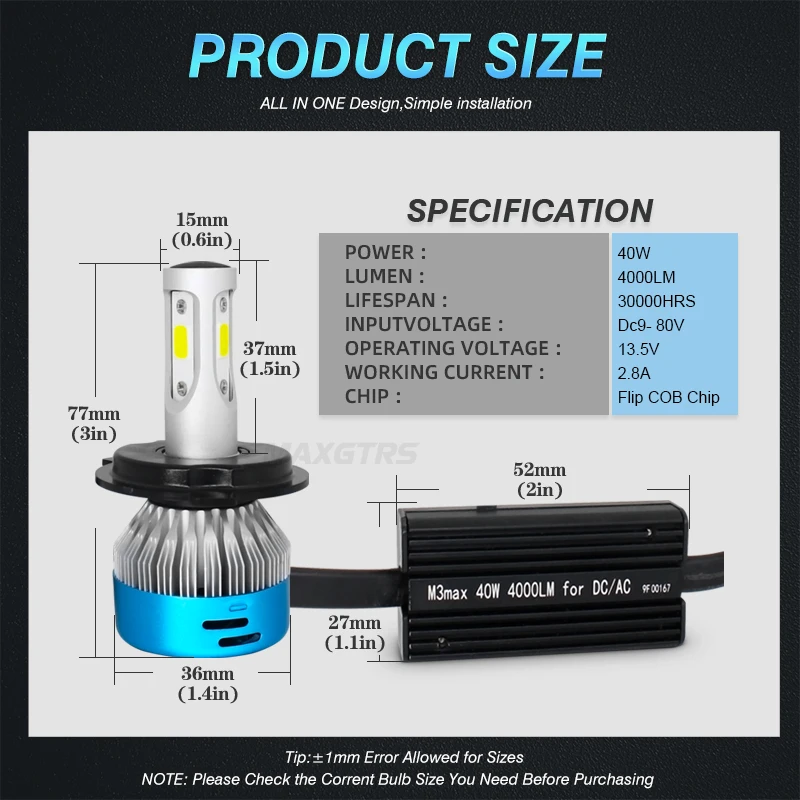 DC AC 8V-80V LED H4 Motorcycle Headlight Bike HS1 PH7 PH8 BA20D H6 H4 LED Bulb Lamp 360 Degrees Beam IP67 White 40W 4000Lm