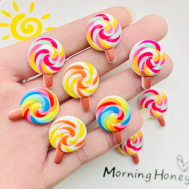 20 Pcs New Lovely Mini Kawaii Cartoon Mixed Color Lollipop Resin Scrapbook Diy Jewellery Hairpin Accessories Decorate Craft