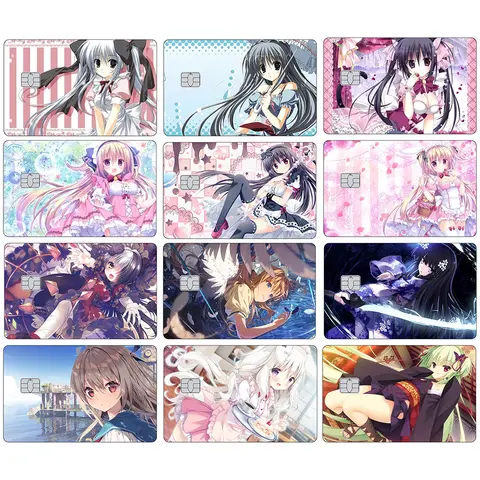 Anime Cartoon Cute Girls Credit Card Skin Stickers Cover Waterproof Removable Debit Covers Game Collect Diy Sticker Decal Gift