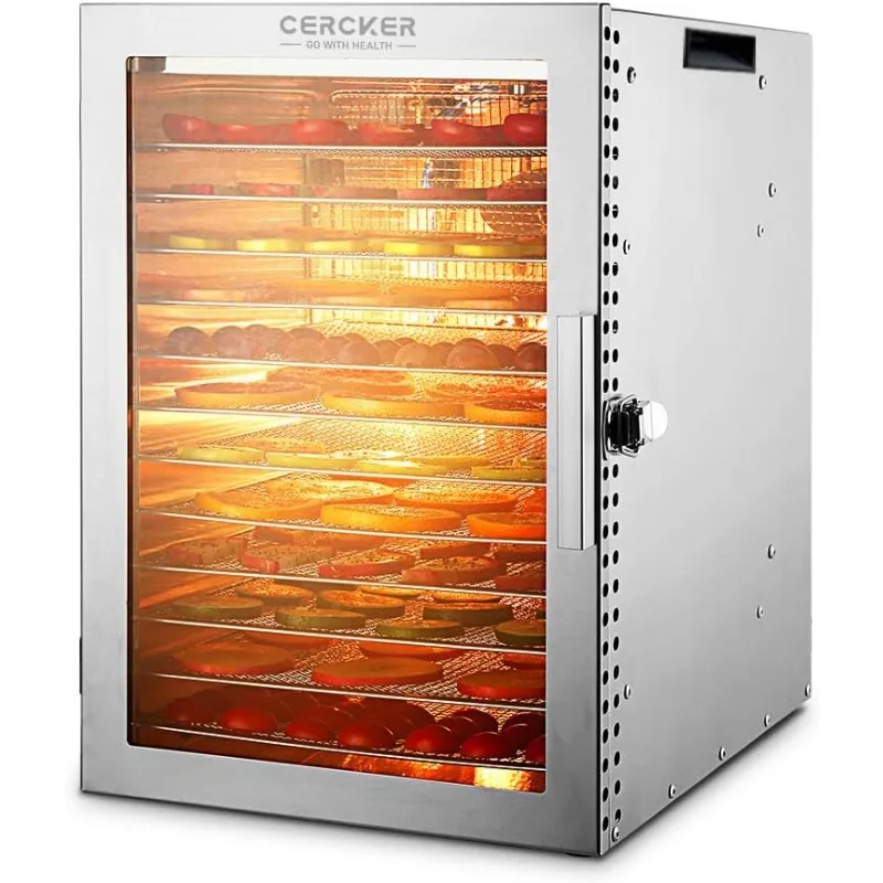 Food-Dehydrator Machine 12 Stainless Steel Trays, 800W Dehydrator for Herbs, 10.9ft² Meat Dehydrator for Jerky,190ºF