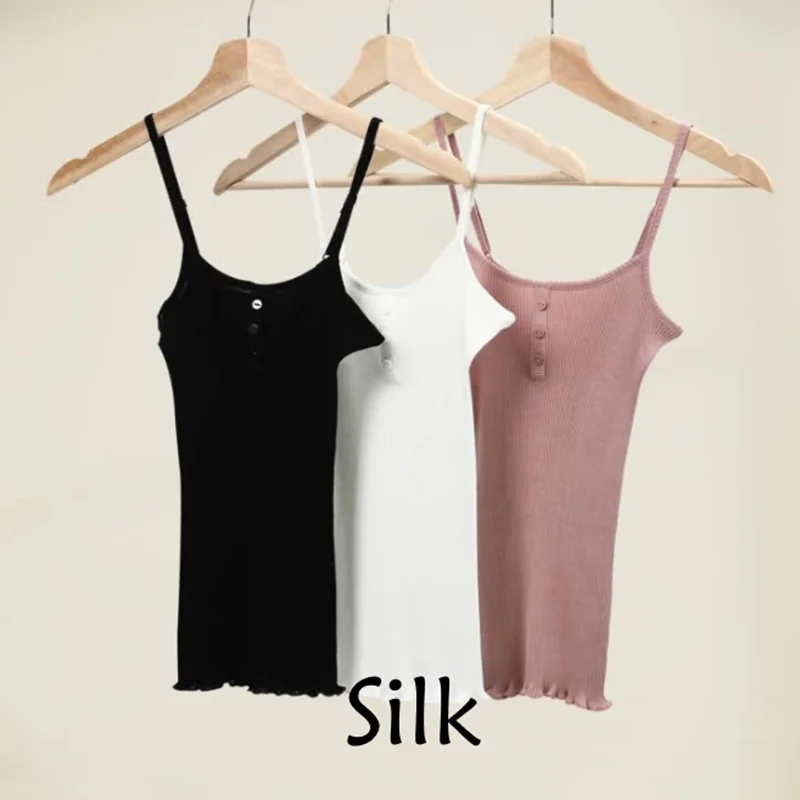 silk top womens tops for women fashion cami summer basic white vest sexy underwear strap camisole singlet undershirts tank pink