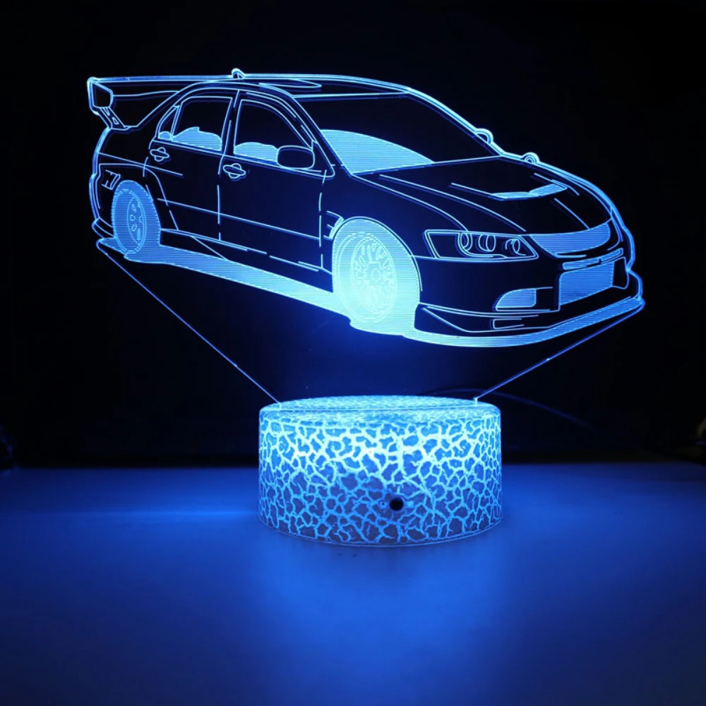 Luz de noche 3D de coche para niños, lámpara de Noche de Carreras deportivas, 16 colores que cambian con control remoto, decoración de dormitorio,