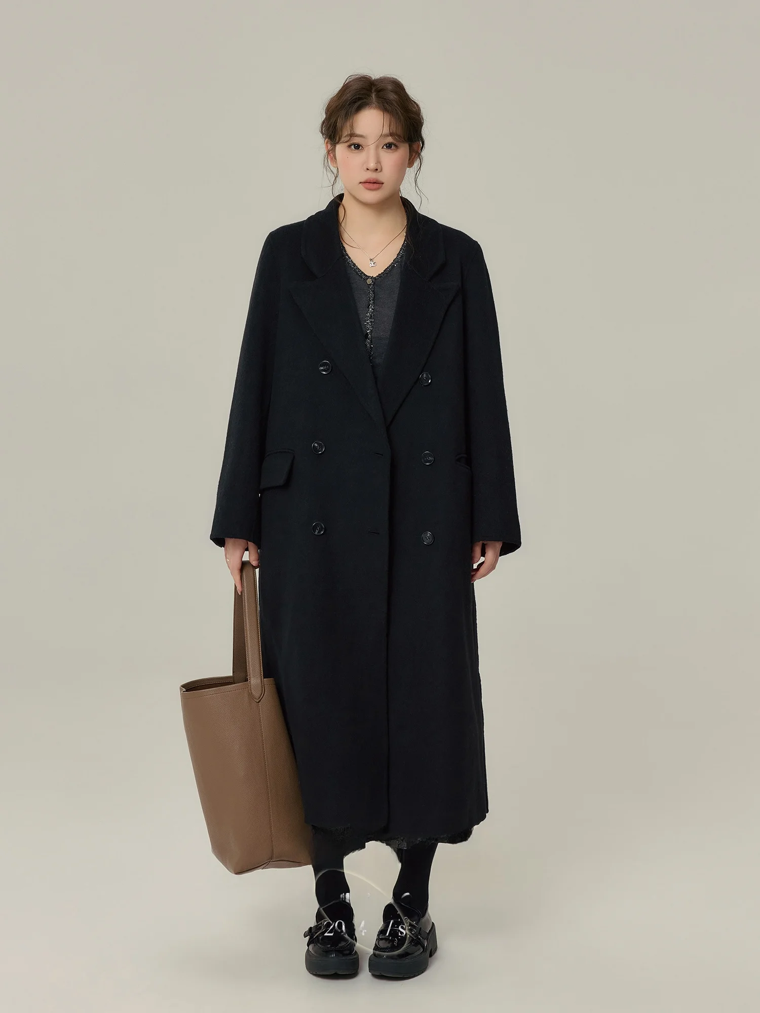 

Женское двустороннее шерстяное пальто Monika большого размера, средней длины, в корейском стиле, зимняя модная верхняя одежда, приталенный крой