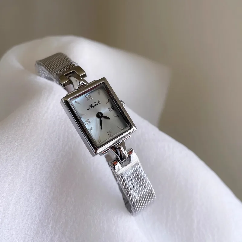 Ice Blue Premium Sense Square Steel Strap Watch Women Workplace Girls Ladies Women's Watches