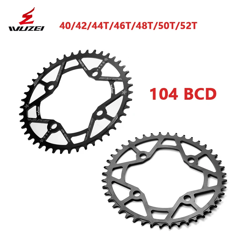 WUZEI 104BCD Road Bike Round Narrow Wide Chainring 32/34/36/38/40/42/44/46/48/50/52T Bicycle Chainwhell Single Tooth Plate Parts