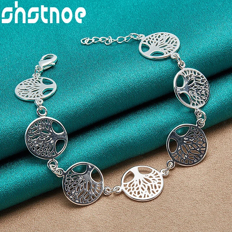 

SHSTONE 925 Sterling Silver Bracelet Tree of Life Chain Bracelets Women's Wedding Birthday Party High Quality Fashion Jewelry