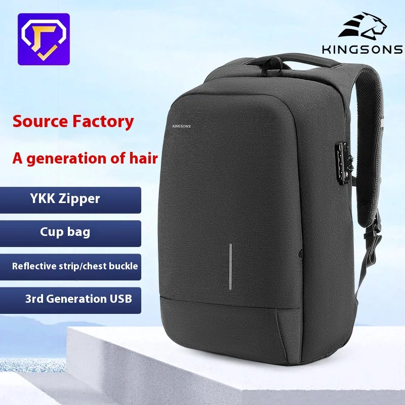 Kingsons Mochila Masculina Moda Multifuncional USB Carregamento Homens 13 15 polegadas Laptop Mochilas Anti-roubo Saco Para Homens