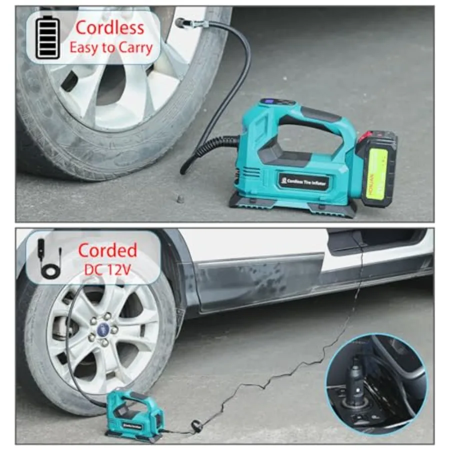منفاخ الإطارات ضاغط الهواء المحمول مع مجموعة خراطيش الإطارات BlueNB 4A للتضخم السريع والفعال في حالات الطوارئ #5