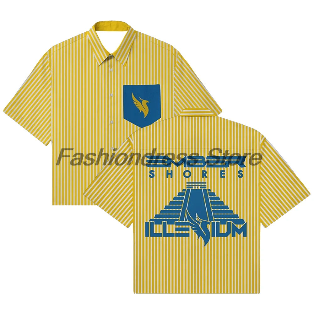 

Illenium Ill Es25 Button Down Shirts Short Sleeve Polyester T-shirt Women Men Outdoor Streetwear Tops