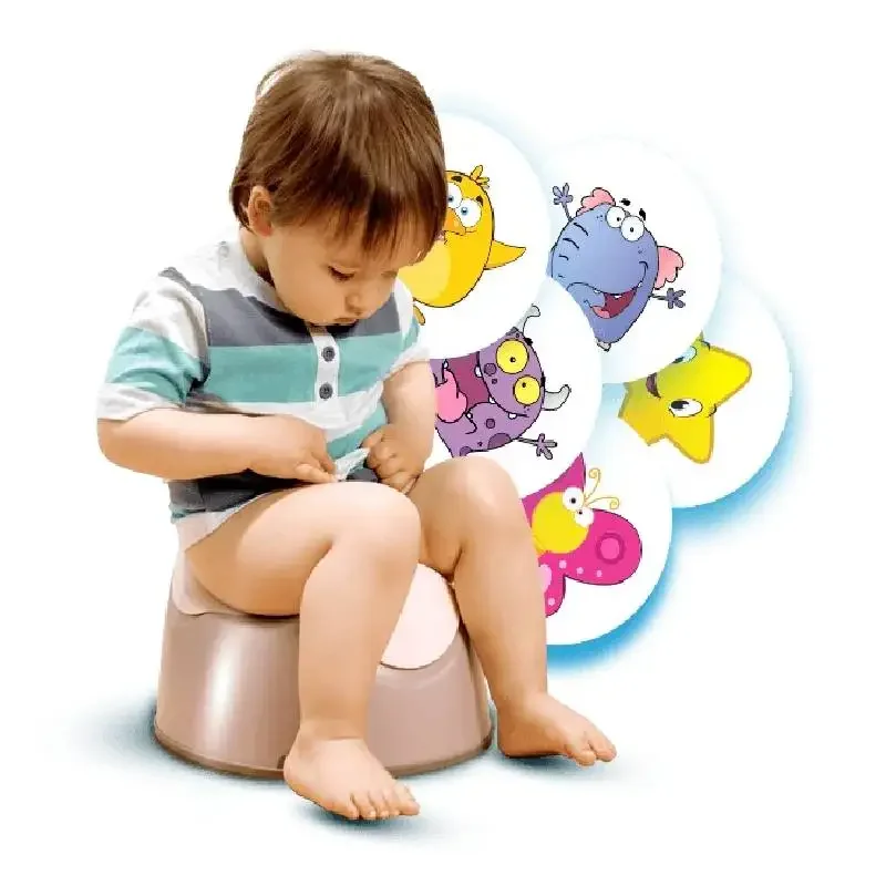 Autocollant de dessin animé pour enfants, autocollant de pot cible pipi, autocollant de document proxy sensible à la chaleur, autocollant d'entraînement de pot de marche pour enfants, 5 pièces