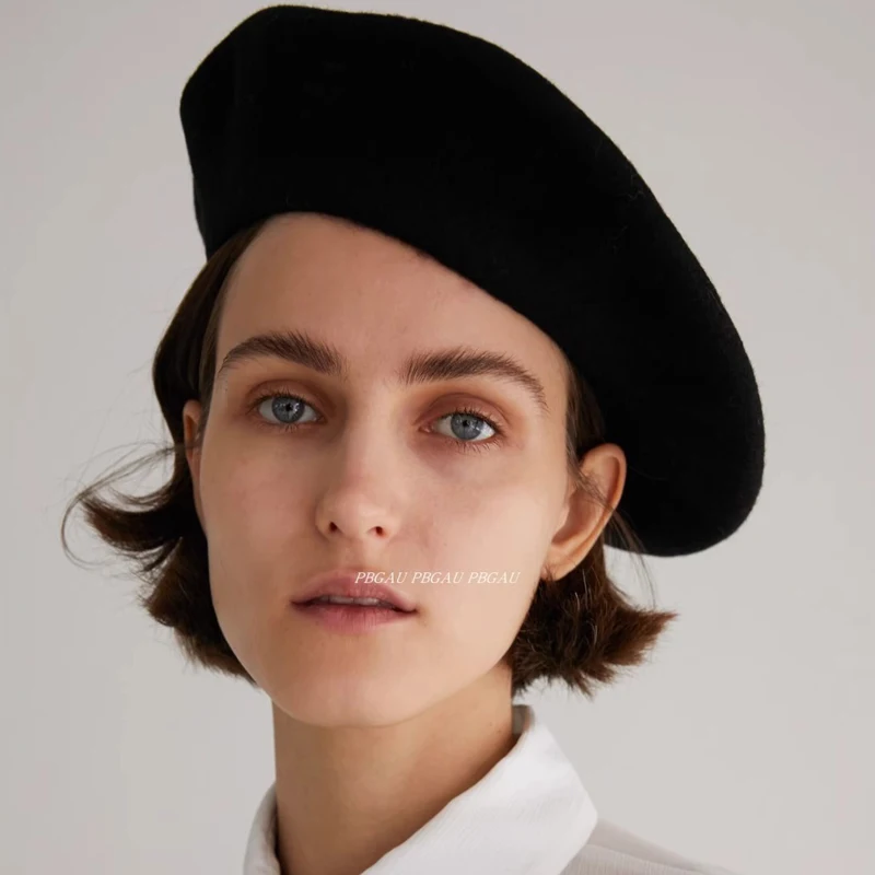 Big Head Wool Beret Women Men Large 60cm Size White Berets Warm Unisex French Winter Hat Female Painter Cap Chapeau Femme