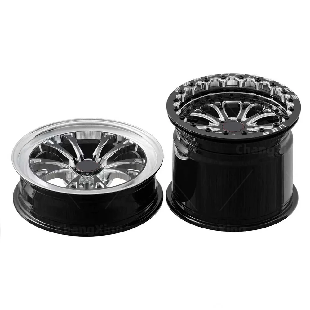 Para corvette c6 z06 novo monobloco dianteiro de duas peças rodas traseiras pcd5 * 20.65 cb70.3 beadlock design de cinco raios fresado & forjado