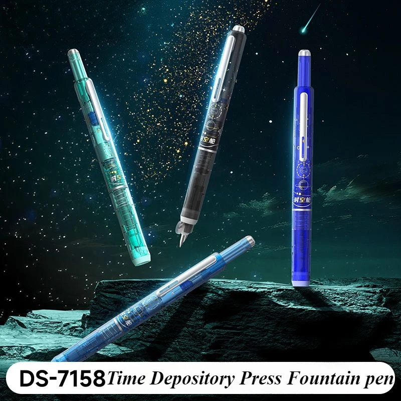 Dianshi imprensa caneta fonte irídio ouro com capuz ef 0.38mm nib caneta de tinta cartuchos disponíveis material escolar escrever pk jinhao 10