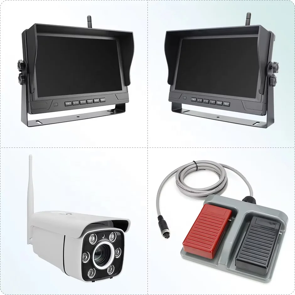Airow auto GreenYi  IPS Monitor 30x Zoom Wireless Crane Tower caravan Camera With Pedal Control Box Backup Reverse Camera Kit