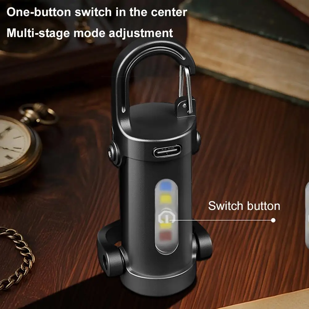 

Rechargeable Keychain Flashlight, Mini COB Work Light with 6 Modes Ultra-Bright Portable Key Ring Light for Emergency Walking