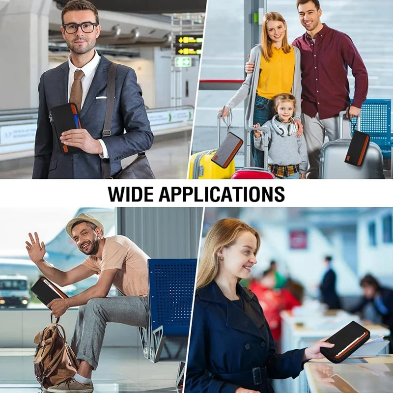 Carteira de viagem porta-passaporte ABQR, carteira para passaporte familiar com bloqueio RFID à prova d'água unissex organizador de documentos de viagem preto