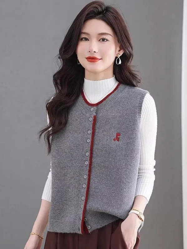 

Women's Knitted Vest Spring Autumn Casual Loose Fit Soft Breathable Open Cardigan Sle Layering Outerwear Faionable